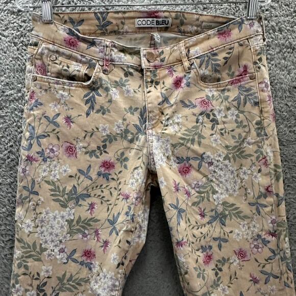Code Bleu Love Size 6 Crop Floral Denim Jeans Casual Summer Weekend - Picture 2 of 14